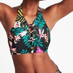 Old Navy High Neck Lace Up Halter Swim Top